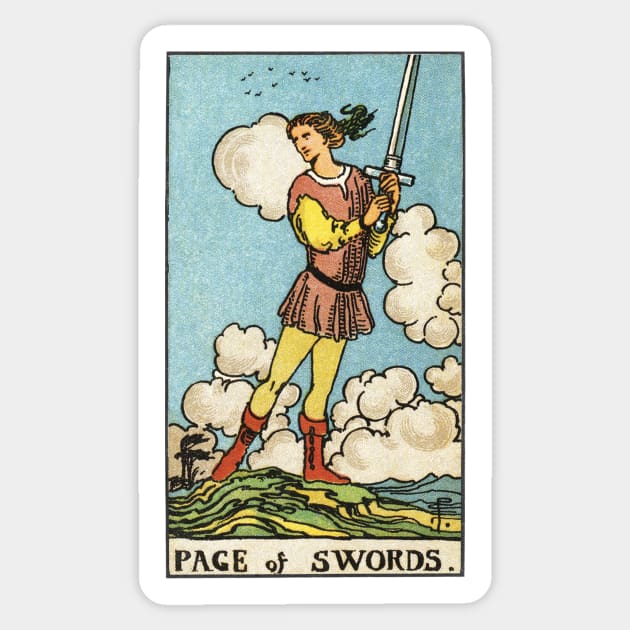 PAGE OF SWORDS Sticker by WAITE-SMITH VINTAGE ART